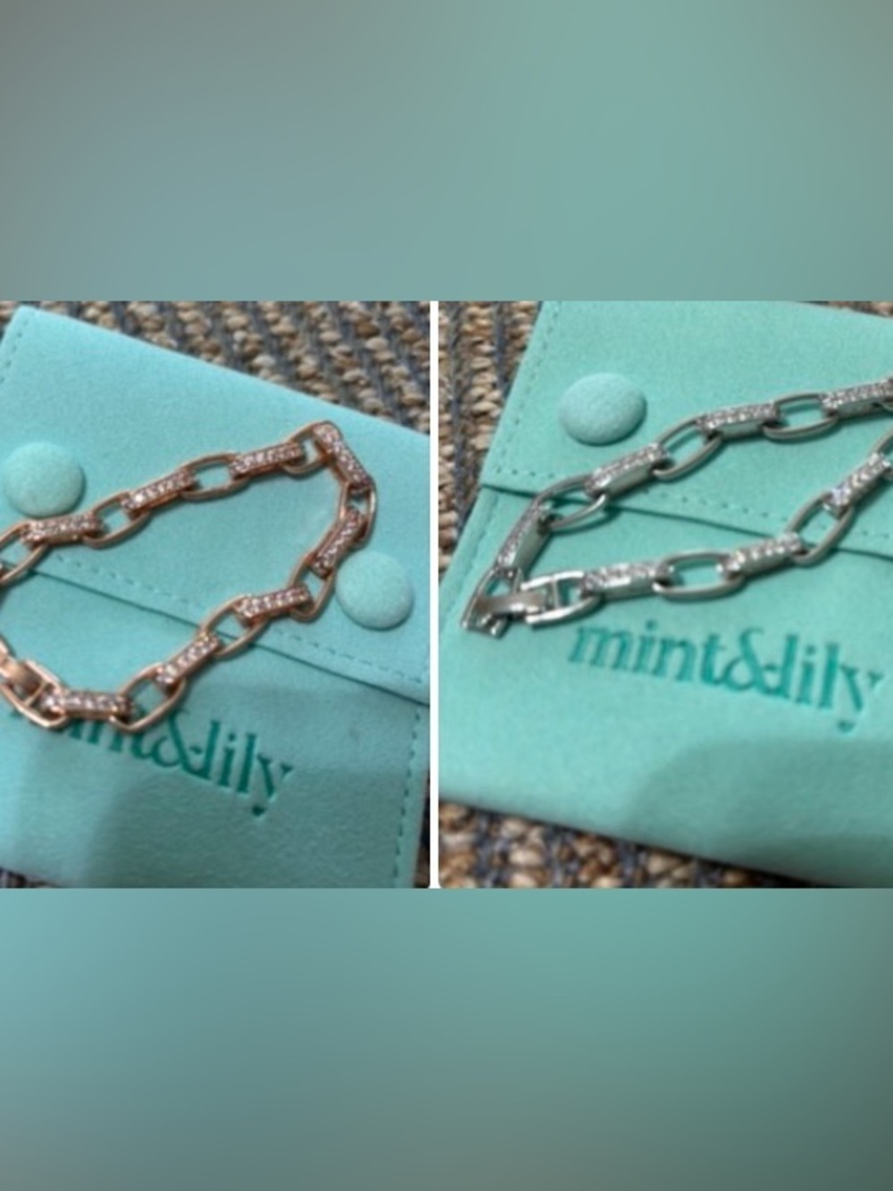 NWT Lot Sale of mint&lily Pave Link Bracelet - silver and rose gold  and CZ